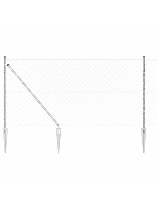 Ķēdes žogs ar stabiem sudraba 1.4 x 10 m tērauds