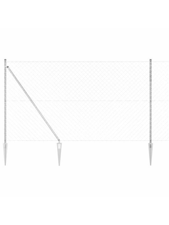 Ķēdes žogs ar stabiem sudraba 1.5 x 10 m tērauds