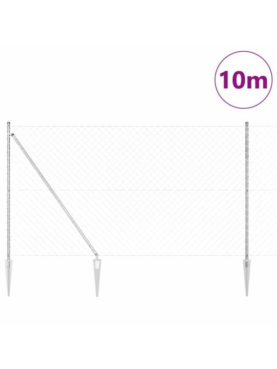 Ķēdes žogs ar stabiem sudraba 1.5 x 10 m tērauds