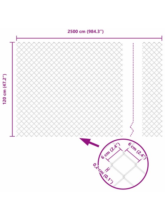 Ķēdes žogs ar stabiem sudraba 1.2 x 25 m tērauds