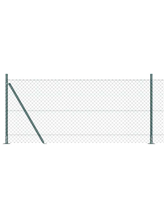 Ķēdes žogs ar stabiem zaļa 0.8 x 10 m tērauds