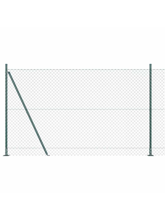 Ķēdes žogs ar stabiem zaļa 1.6 x 10 m tērauds