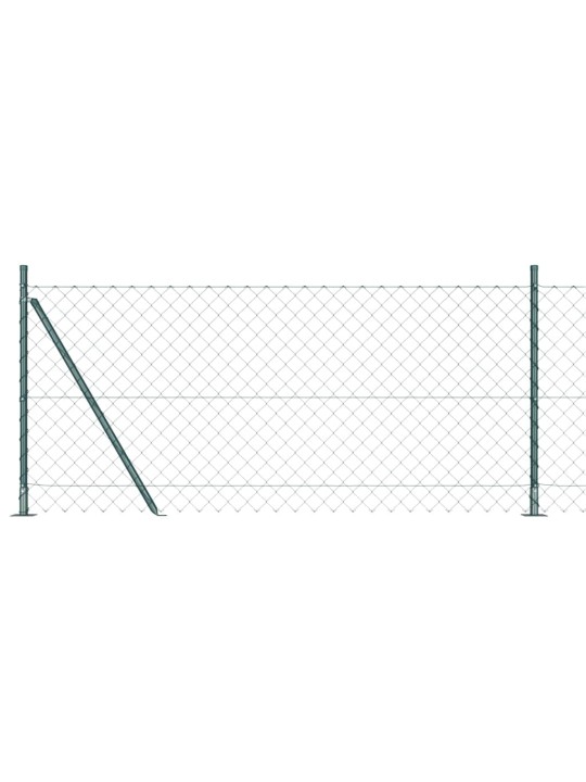 Ķēdes žogs ar stabiem zaļa 0.8 x 10 m tērauds