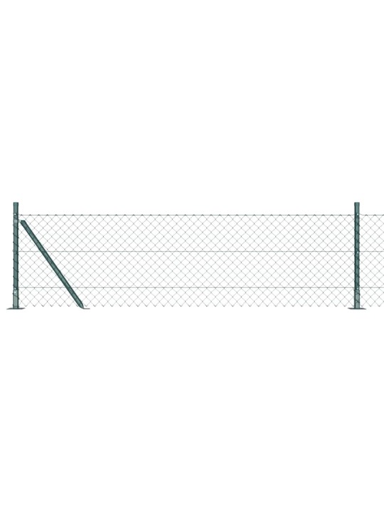 Ķēdes žogs ar stabiem zaļa 0.4 x 25 m tērauds