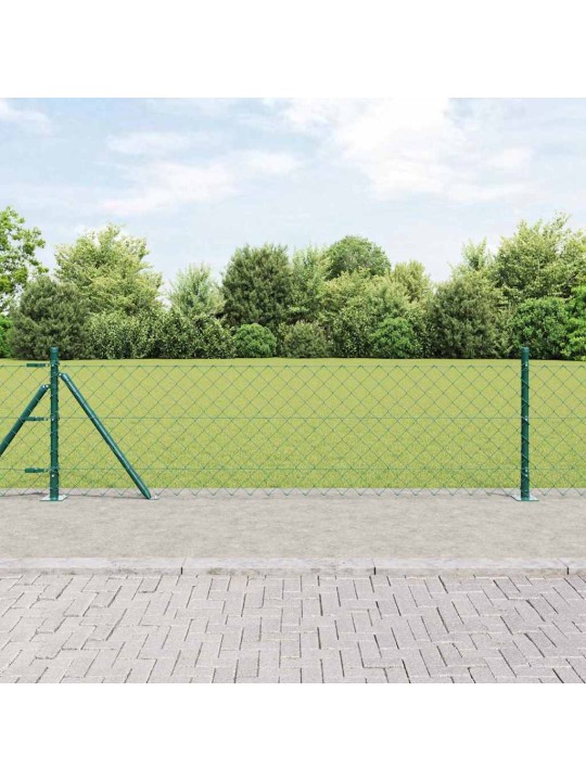 Ķēdes žogs ar stabiem zaļa 0.6 x 25 m tērauds