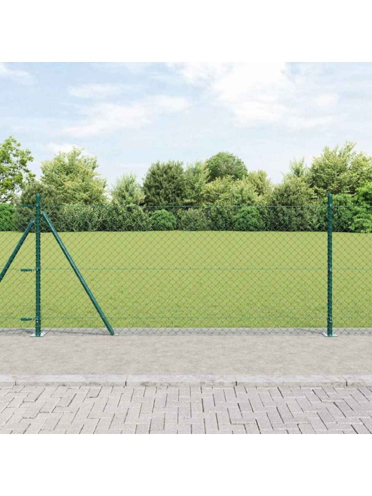Ķēdes žogs ar stabiem zaļa 0.8 x 25 m tērauds