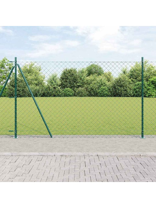 Ķēdes žogs ar stabiem zaļa 1.5 x 25 m tērauds