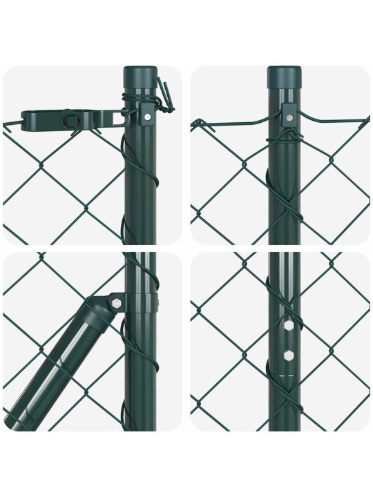 Ķēdes žogs ar stabiem zaļa 1.6 x 25 m tērauds