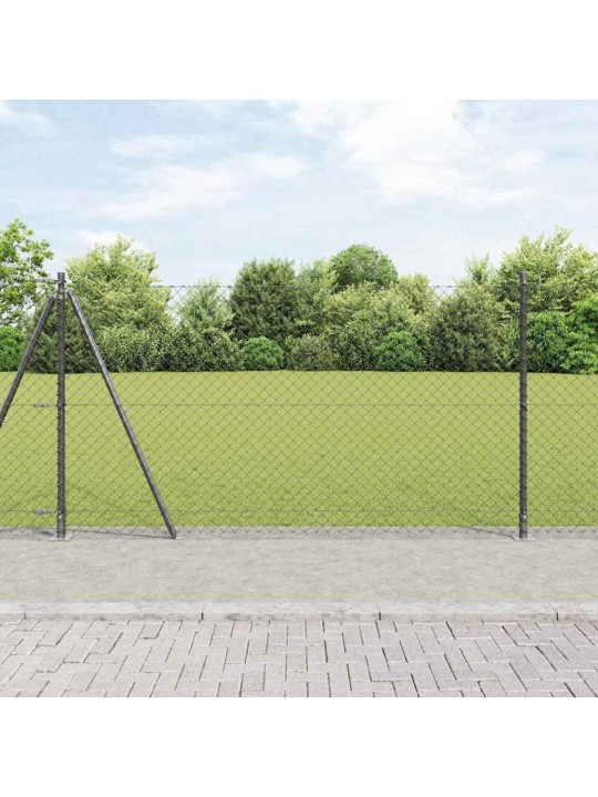 Ķēdes žogs ar stabiem pelēka 1.2 x 10 m tērauds