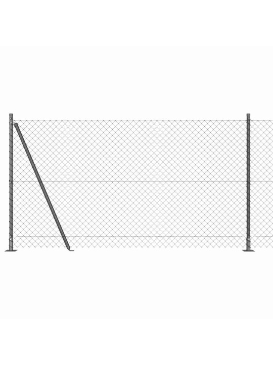 Ķēdes žogs ar stabiem pelēka 1.2 x 10 m tērauds