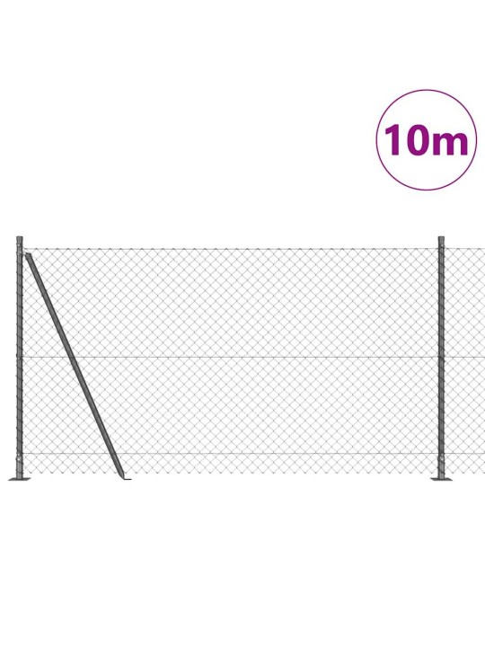 Ķēdes žogs ar stabiem pelēka 1.2 x 10 m tērauds