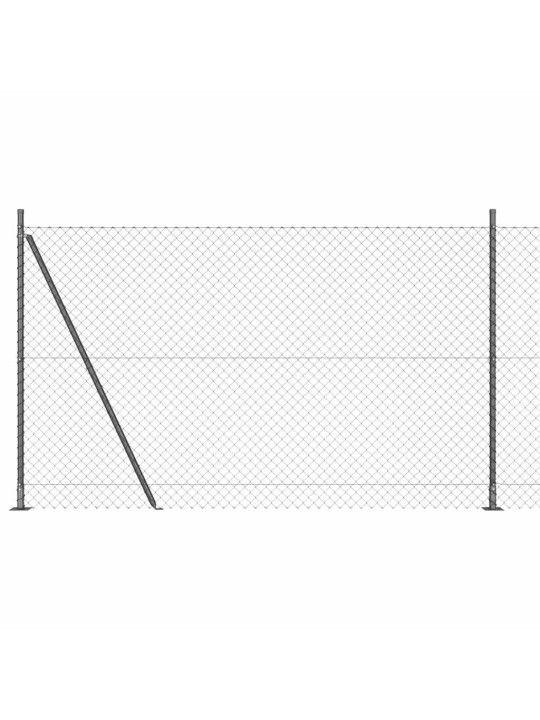 Ķēdes žogs ar stabiem pelēka 1.4 x 10 m tērauds