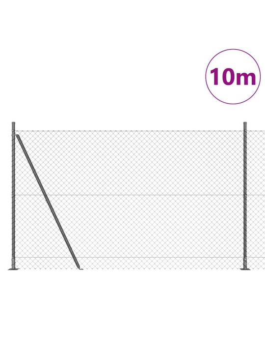 Ķēdes žogs ar stabiem pelēka 1.5 x 10 m tērauds