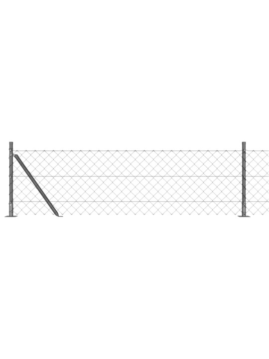 Ķēdes žogs ar stabiem pelēka 0.4 x 10 m tērauds
