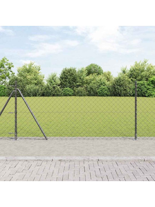 Ķēdes žogs ar stabiem pelēka 0.8 x 10 m tērauds