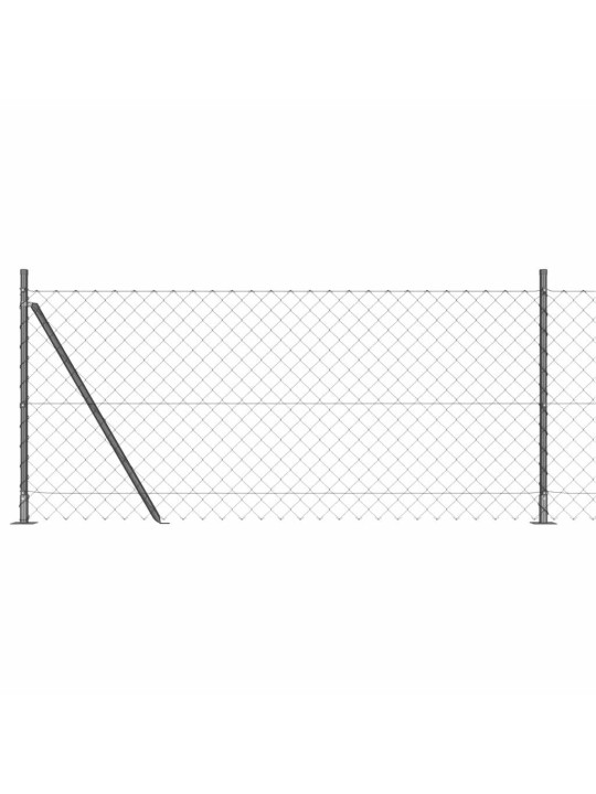 Ķēdes žogs ar stabiem pelēka 0.8 x 10 m tērauds