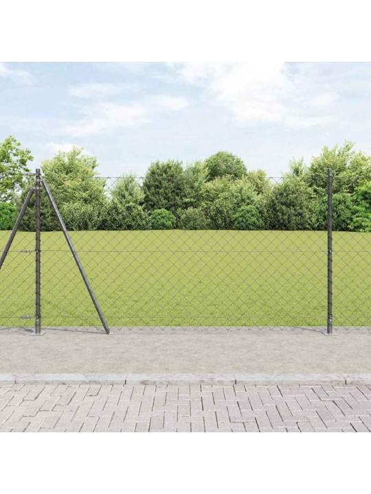 Ķēdes žogs ar stabiem pelēka 1.2 x 10 m tērauds