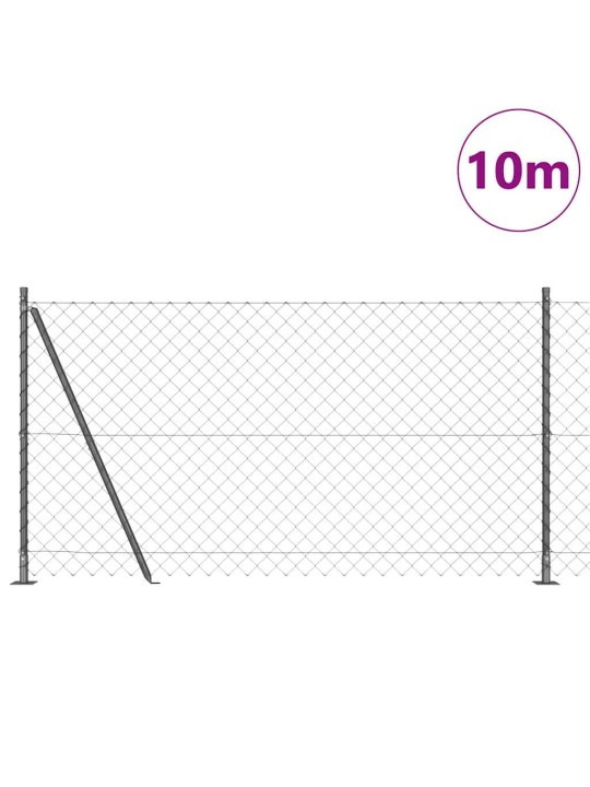 Ķēdes žogs ar stabiem pelēka 1.2 x 10 m tērauds