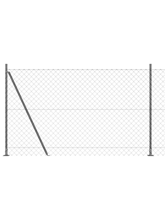 Ķēdes žogs ar stabiem pelēka 1.5 x 10 m tērauds