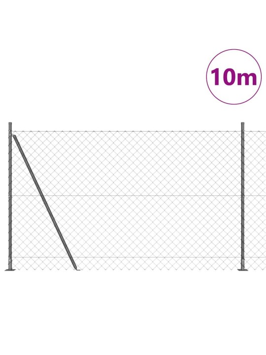 Ķēdes žogs ar stabiem pelēka 1.5 x 10 m tērauds