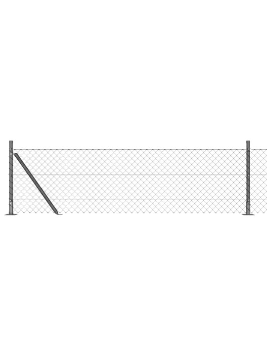 Ķēdes žogs ar stabiem pelēka 0.4 x 25 m tērauds