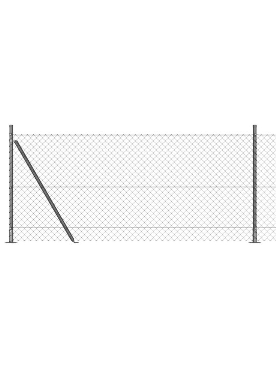 Ķēdes žogs ar stabiem pelēka 0.8 x 25 m tērauds