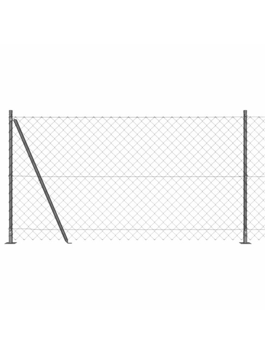 Ķēdes žogs ar stabiem pelēka 1.2 x 25 m tērauds