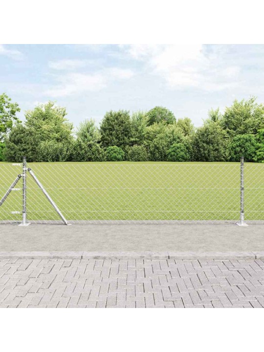 Ķēdes žogs ar stabiem sudraba 0.6 x 10 m tērauds