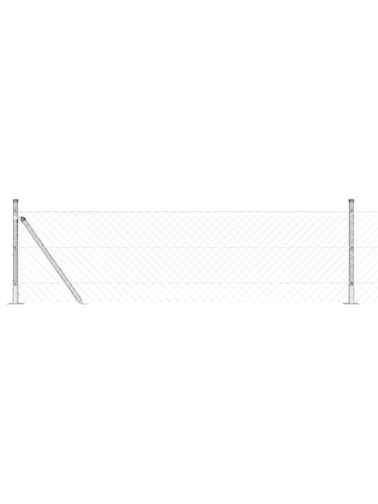 Ķēdes žogs ar stabiem sudraba 0.6 x 10 m tērauds