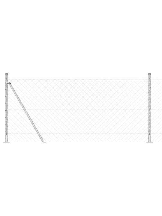 Ķēdes žogs ar stabiem sudraba 0.8 x 10 m tērauds