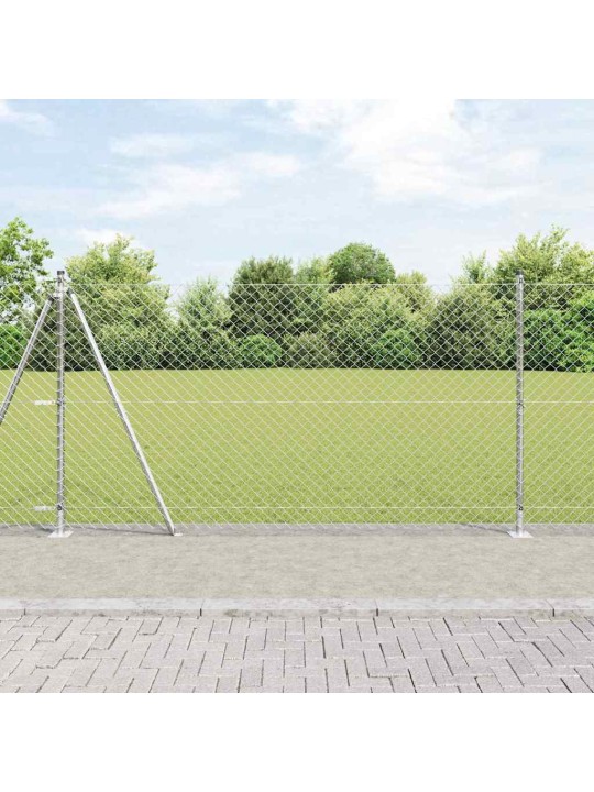 Ķēdes žogs ar stabiem sudraba 1.2 x 10 m tērauds