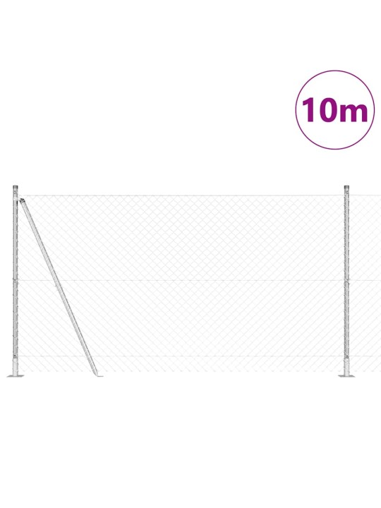 Ķēdes žogs ar stabiem sudraba 1.2 x 10 m tērauds