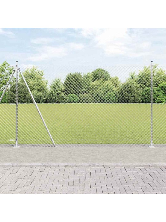Ķēdes žogs ar stabiem sudraba 1.4 x 10 m tērauds
