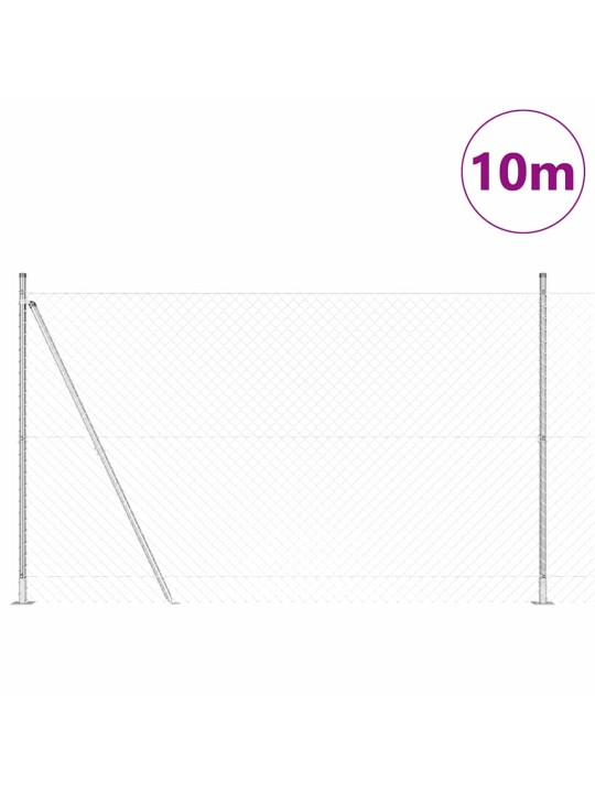 Ķēdes žogs ar stabiem sudraba 1.4 x 10 m tērauds