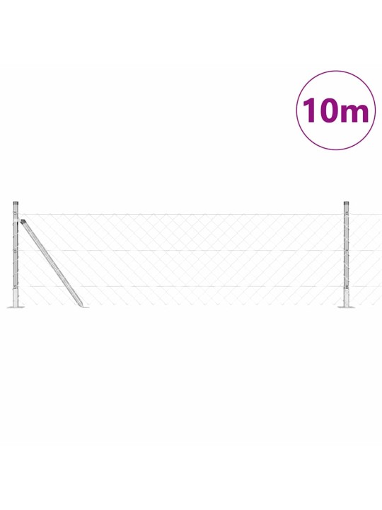 Ķēdes žogs ar stabiem sudraba 0.4 x 10 m tērauds
