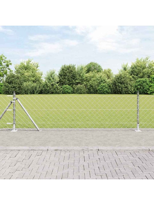 Ķēdes žogs ar stabiem sudraba 0.6 x 10 m tērauds