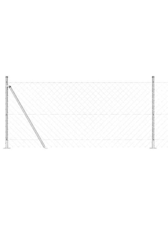 Ķēdes žogs ar stabiem sudraba 0.8 x 10 m tērauds