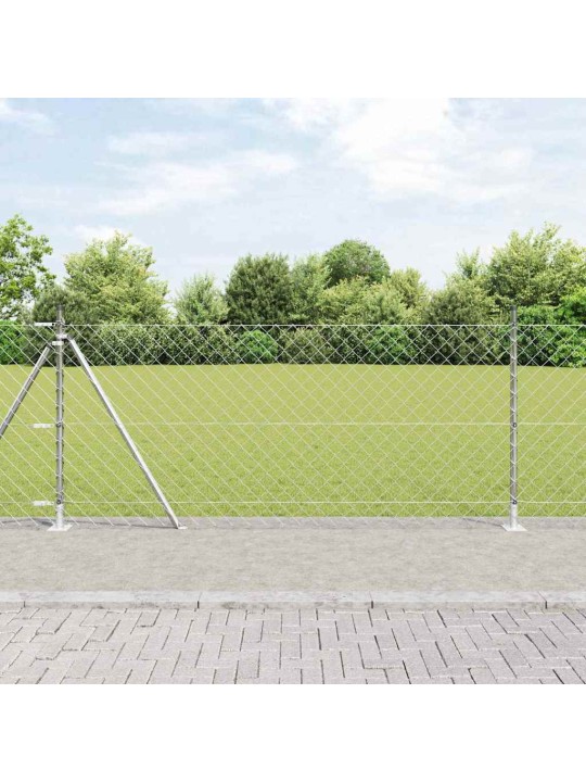 Ķēdes žogs ar stabiem sudraba 1 x 10 m tērauds