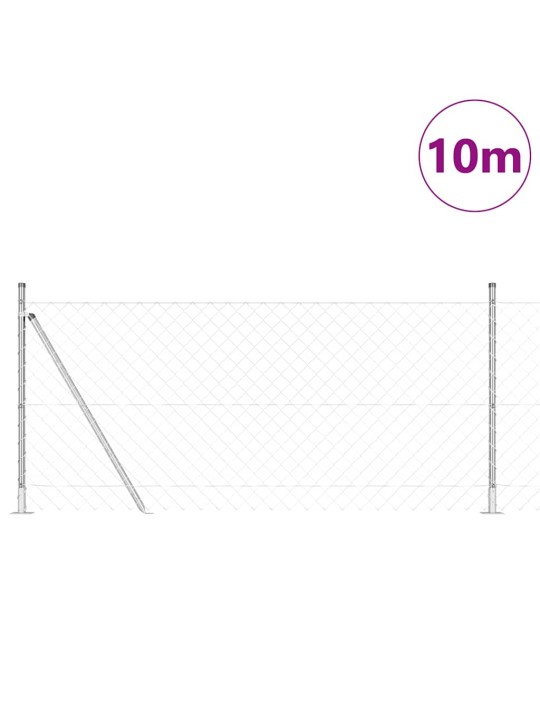 Ķēdes žogs ar stabiem sudraba 1 x 10 m tērauds
