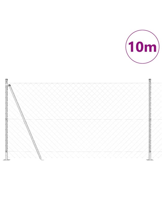 Ķēdes žogs ar stabiem sudraba 1.2 x 10 m tērauds