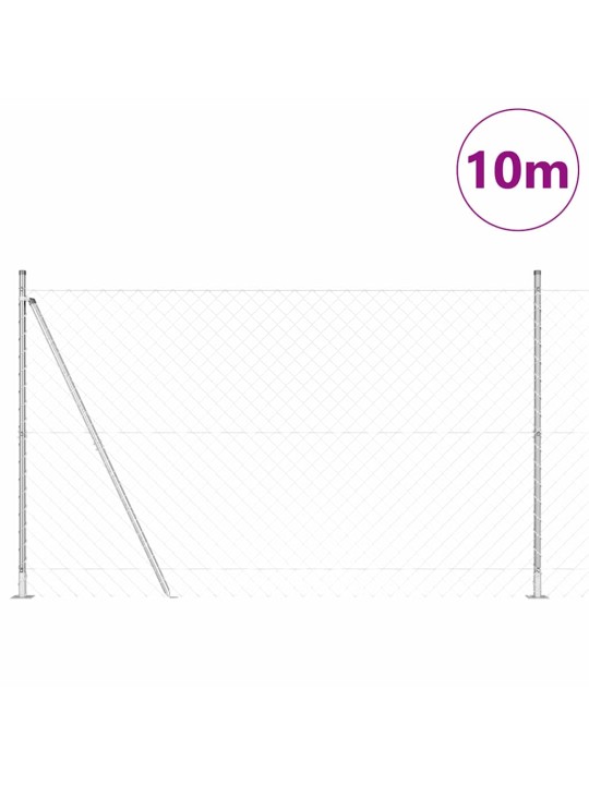 Ķēdes žogs ar stabiem sudraba 1.4 x 10 m tērauds