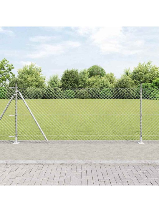 Ķēdes žogs ar stabiem sudraba 1 x 25 m tērauds