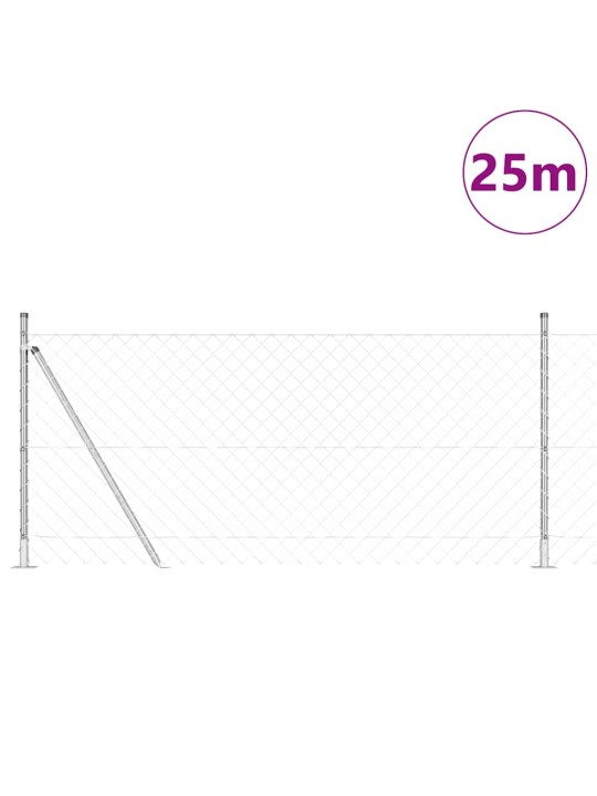 Ķēdes žogs ar stabiem sudraba 1 x 25 m tērauds
