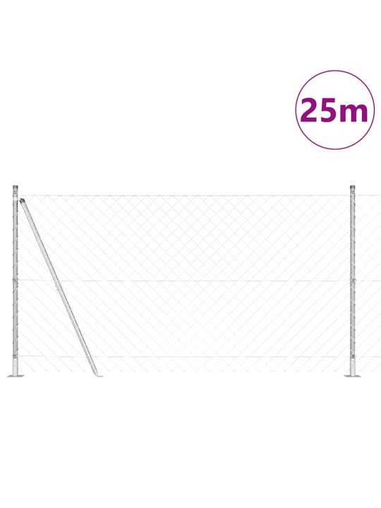 Ķēdes žogs ar stabiem sudraba 1.2 x 25 m tērauds