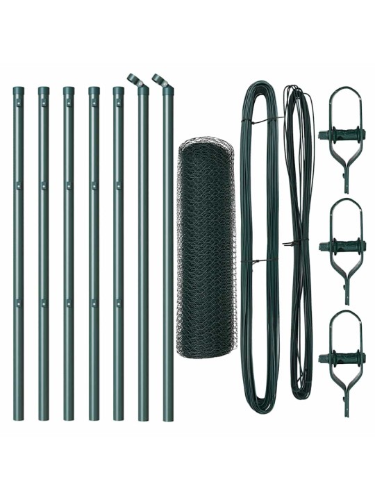 Žogs ar stabiem. zaļa 0.6 x 10 m pvc pārklāts tērauds