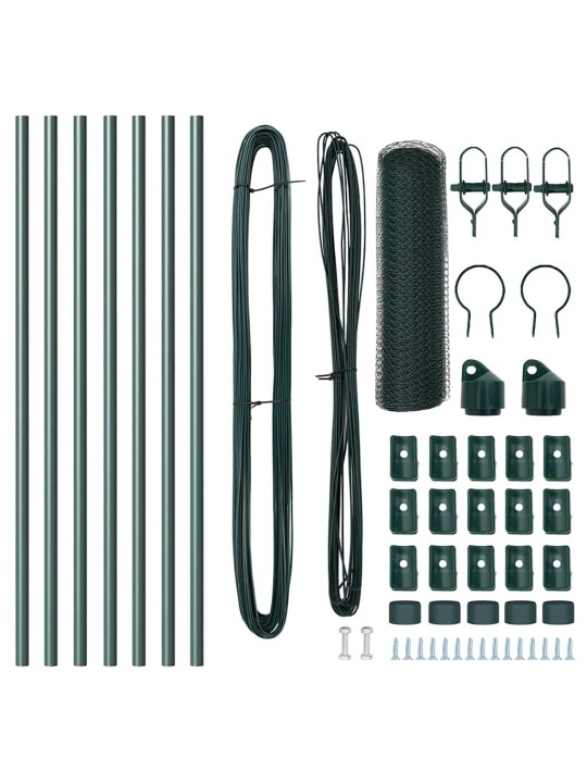 Žogs ar stabiem. zaļa 0.6 x 10 m pvc pārklāts tērauds