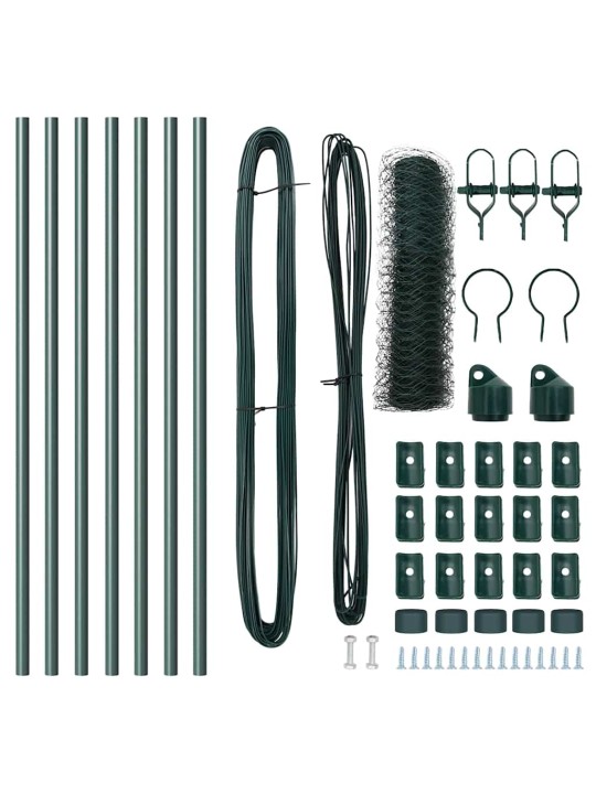 Žogs ar stabiem. zaļa 0.6 x 10 m pvc pārklāts tērauds