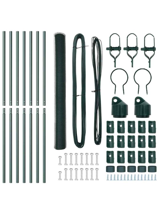 Žogs ar stabiem. zaļa 1.5 x 10 m pvc pārklāts tērauds