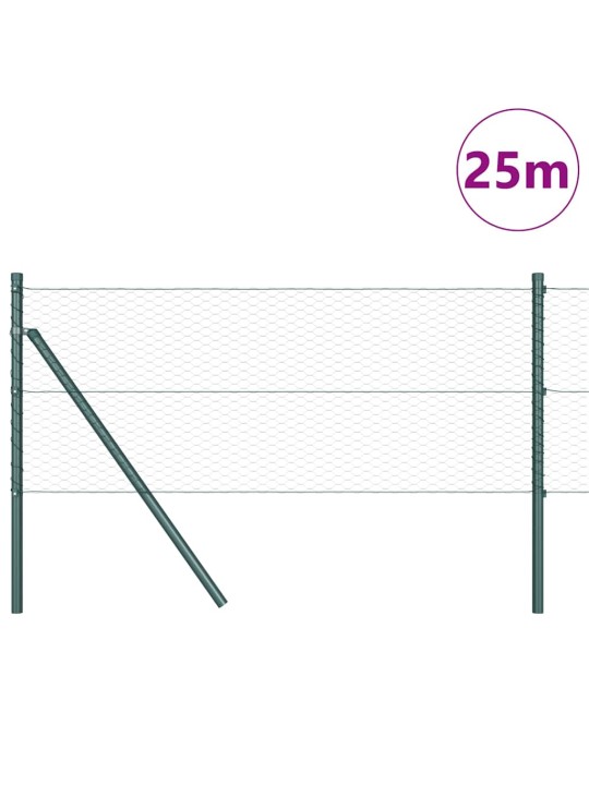 Žogs ar stabiem. zaļa 0.6 x 25 m pvc pārklāts tērauds