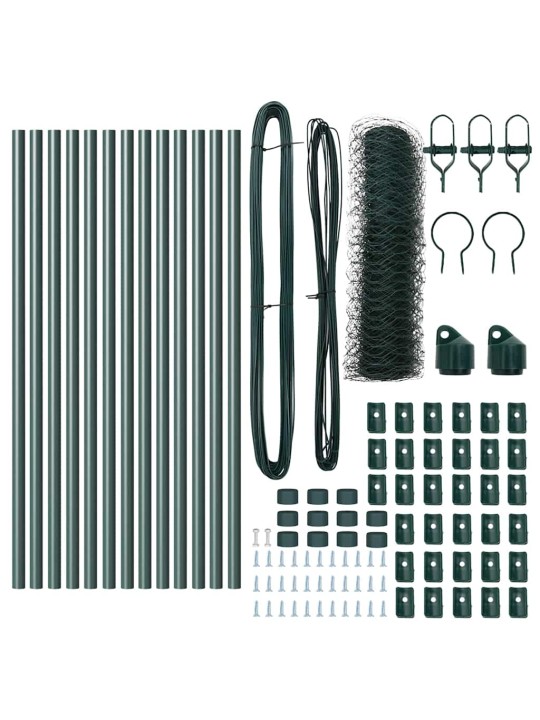 Žogs ar stabiem. zaļa 0.6 x 25 m pvc pārklāts tērauds